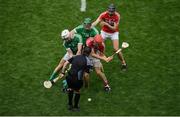 29 July 2018; Referee Paud O'Dwyer throws in the sliothar to start extra time during the GAA Hurling All-Ireland Senior Championship semi-final match between Cork and Limerick at Croke Park in Dublin. Photo by Brendan Moran/Sportsfile