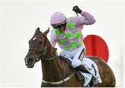 31 July 2018; Riven Light, with Danny Mullins up, celebrates winning the Colm Quinn BMW Novice Hurdle during the Galway Races Summer Festival 2018, in Ballybrit, Galway. Photo by Seb Daly/Sportsfile