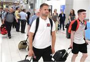 31 July 2018; Dane Massey of Dundalk on their arrival at Larnaca International Airport in Cyprus. Photo by Stephen McCarthy/Sportsfile