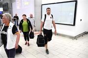 31 July 2018; Brian Gartland of Dundalk on their arrival at Larnaca International Airport in Cyprus. Photo by Stephen McCarthy/Sportsfile