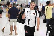 31 July 2018; Georgie Poynton of Dundalk on their arrival at Larnaca International Airport in Cyprus. Photo by Stephen McCarthy/Sportsfile