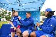 1 August 2018; Leinster players Tadhg Furlong, left, and James Lowe signing autographs during the Bank of Ireland Leinster Rugby Summer Camp at Gorey RFC in Wexford. Photo by Eóin Noonan/Sportsfile