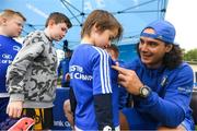 1 August 2018; Leinster player James Lowe signing autographs during the Bank of Ireland Leinster Rugby Summer Camp at Gorey RFC in Wexford. Photo by Eóin Noonan/Sportsfile