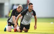 1 August 2018; Robbie Benson, right, and Chris Shields during a Dundalk training session at the AEK Arena in Larnaca, Cyprus. Photo by Stephen McCarthy/Sportsfile