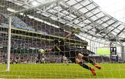 1 August 2018; Petr Cech of Arsenal fails to save Chelsea's first goal by Antonio Rüdiger during the International Champions Cup match between Arsenal and Chelsea at the Aviva Stadium in Dublin. Photo by Ramsey Cardy/Sportsfile