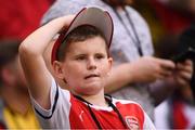 1 August 2018; An Arsenal supporter during the International Champions Cup match between Arsenal and Chelsea at the Aviva Stadium in Dublin. Photo by Ramsey Cardy/Sportsfile