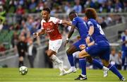 1 August 2018; Pierre-Emerick Aubameyang of Arsenal in action against Antonio Rüdiger, left, and David Luiz of Chelsea during the International Champions Cup match between Arsenal and Chelsea at the Aviva Stadium in Dublin. Photo by Sam Barnes/Sportsfile