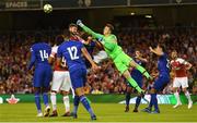 1 August 2018; Marcin Bulka of Chelsea punches clear from an Arsenal corner during the International Champions Cup match between Arsenal and Chelsea at the Aviva Stadium in Dublin. Photo by Ramsey Cardy/Sportsfile