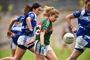14 July 2018; Saoirse Ludden of Mayo in action against Rachel Doonan of Cavan during the TG4 All-Ireland Ladies Football Senior Championship Group 4 Round 1 match between Cavan and Mayo at St Tiernach's Park, in Clones, Monaghan. Photo by Oliver McVeigh/Sportsfile