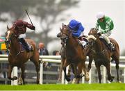 2 August 2018; Yulong Gold Fairy, right, with Shane Foley up, races alongside eventual second place Panstarr, centre, with Kevin Manning up, and eventual third place Ship Of Dreams, left, with Niall McCullagh up, on their way to winning the Arthur Guinness Irish EBF Corrib Fillies Stakes during the Galway Races Summer Festival 2018, in Ballybrit, Galway. Photo by Seb Daly/Sportsfile