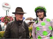 2 August 2018; Trainer Willie Mullins, left, and jockey Patrick Mullins after winning the Guinness Galway Hurdle Handicap with Sharjah during the Galway Races Summer Festival 2018, in Ballybrit, Galway. Photo by Seb Daly/Sportsfile