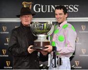 2 August 2018; Jockey Patrick Mullins with father and trainer Willie after winning the Guinness Galway Hurdle Handicap on Sharjah during the Galway Races Summer Festival 2018, in Ballybrit, Galway. Photo by Seb Daly/Sportsfile