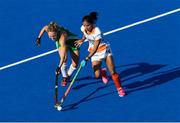 2 August 2018; Nicola Daly of Ireland battles with Katariya Vandana of India during the Women's Hockey World Cup Finals Quarter-Final match between Ireland and India at the Lee Valley Hockey Centre in QE Olympic Park, London, England. Photo by Craig Mercer/Sportsfile
