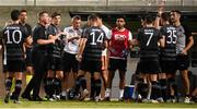 2 August 2018; Dundalk manager Stephen Kenny speaks to his players during a water break during the UEFA Europa League Second Qualifying Round 2nd Leg match between AEK Larnaca and Dundalk at the AEK Arena in Larnaca, Cyprus. Photo by Stephen McCarthy/Sportsfile