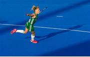 2 August 2018; Chloe Watkins of Ireland celebrates scoring the winning penalty in the shootout during the Women's Hockey World Cup Finals Quarter-Final match between Ireland and India at the Lee Valley Hockey Centre in QE Olympic Park, London, England. Photo by Craig Mercer/Sportsfile
