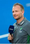 2 August 2018; Ireland head coach Graham Shaw speaks to the media following the Women's Hockey World Cup Finals Quarter-Final match between Ireland and India at the Lee Valley Hockey Centre in QE Olympic Park, London, England. Photo by Craig Mercer/Sportsfile