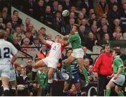 30 March 2003; Ben Cohen, England, in action against Ireland's Justin Bishop. RBS Six Nations Rugby Championship, Ireland v England, Lansdowne Road, Dublin. Photo by Brendan Moran/Sportsfile