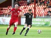 3 August 2018; Jaze Kabia of Cobh Ramblers in action against Alan Byrne of Shelbourne during the SSE Airtricity League First Division match between Shelbourne and Cobh Ramblers at Tolka Park in Dublin. Photo by Eoin Smith/Sportsfile
