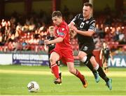 3 August 2018; Karl Moore of Shelbourne in action against Stephen Kenny of Cobh Ramblers during the SSE Airtricity League First Division match between Shelbourne and Cobh Ramblers at Tolka Park in Dublin. Photo by Eoin Smith/Sportsfile