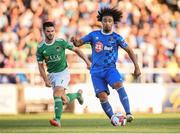 3 August 2018; Bastien Hénry of Waterford in action against Jimmy Keohane of Cork City during the SSE Airtricity League Premier Division match between Waterford and Cork City at the RSC in Waterford. Photo by Stephen McCarthy/Sportsfile