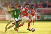 3 August 2018; Ryan Brennan of St Patrick's Athletic in action against Jake Kelly of Bray Wanderers during the SSE Airtricity League Premier Division match between St Patrick's Athletic and Bray Wanderers at Richmond Park in Dublin. Photo by Matt Browne/Sportsfile