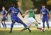 3 August 2018; Steven Beattie of Cork City in action against Izzy Akinade of Waterford during the SSE Airtricity League Premier Division match between Waterford and Cork City at the RSC in Waterford. Photo by Stephen McCarthy/Sportsfile