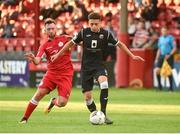 3 August 2018; Jaze Kabia of Cobh Ramblers in action against Patrick Kavanagh of Shelbourne during the SSE Airtricity League First Division match between Shelbourne and Cobh Ramblers at Tolka Park in Dublin. Photo by Eoin Smith/Sportsfile