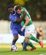 3 August 2018; Steven Beattie of Cork City in action against Stanley Aborah of Waterford during the SSE Airtricity League Premier Division match between Waterford and Cork City at the RSC in Waterford. Photo by Stephen McCarthy/Sportsfile
