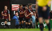 3 August 2018; Kevin Devaney of Bohemians, 11, celebrates with team mate Dan Casey after scoring his side's first goal during the SSE Airtricity League Premier Division match between Bohemians and Limerick at Dalymount Park in Dublin. Photo by Piaras Ó Mídheach/Sportsfile