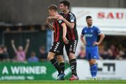 3 August 2018; Jonathan Lunney of Bohemians, left, celebrates scoring his side's second goal with team mate Dinny Corcoran during the SSE Airtricity League Premier Division match between Bohemians and Limerick at Dalymount Park in Dublin. Photo by Piaras Ó Mídheach/Sportsfile