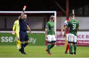 3 August 2018; Gary McCabe of Bray Wanderers is sent off by referee Ray Matthews during the SSE Airtricity League Premier Division match between St Patrick's Athletic and Bray Wanderers at Richmond Park in Dublin. Photo by Matt Browne/Sportsfile
