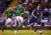 3 August 2018; Graham Cummins of Cork City in action against Dessie Hutchinson of Waterford during the SSE Airtricity League Premier Division match between Waterford and Cork City at the RSC in Waterford. Photo by Stephen McCarthy/Sportsfile