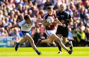 4 August 2018; Shane Walsh of Galway is tackled by Niall Kearns of Monaghan during the GAA Football All-Ireland Senior Championship Quarter-Final Group 1 Phase 3 match between Galway and Monaghan at Pearse Stadium in Galway. Photo by Ramsey Cardy/Sportsfile