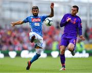 4 August 2018; Elseid Hysaj of Napoli in action against Andy Robertson of Liverpool during the Pre Season Friendly match between Liverpool and Napoli at the Aviva Stadium in Dublin. Photo by Seb Daly/Sportsfile
