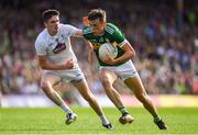 4 August 2018; David Clifford of Kerry in action against David Hyland of Kildare during the GAA Football All-Ireland Senior Championship Quarter-Final Group 1 Phase 3 match between Kerry and Kildare at Fitzgerald Stadium in Killarney, Kerry. Photo by Brendan Moran/Sportsfile