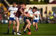 4 August 2018; Fintan Kelly of Monaghan in action against Eamonn Brannigan and Peter Cooke of Galway during the GAA Football All-Ireland Senior Championship Quarter-Final Group 1 Phase 3 match between Galway and Monaghan at Pearse Stadium in Galway. Photo by Diarmuid Greene/Sportsfile