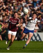 4 August 2018; Eoghan Kerin of Galway in action against Niall Kearns of Monaghan during the GAA Football All-Ireland Senior Championship Quarter-Final Group 1 Phase 3 match between Galway and Monaghan at Pearse Stadium in Galway. Photo by Diarmuid Greene/Sportsfile