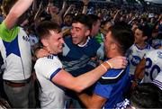 4 August 2018; Niall Kearns of Monaghan celebrates with supporters after the GAA Football All-Ireland Senior Championship Quarter-Final Group 1 Phase 3 match between Galway and Monaghan at Pearse Stadium in Galway. Photo by Diarmuid Greene/Sportsfile