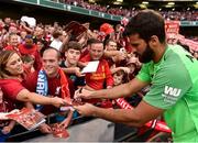 4 August 2018; Alisson Becker of Liverpool signs a programme for a supporter following the Pre Season Friendly match between Liverpool and Napoli at the Aviva Stadium in Dublin. Photo by Seb Daly/Sportsfile