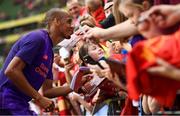 4 August 2018; Fabinho of Liverpool with supporters following the Pre Season Friendly match between Liverpool and Napoli at the Aviva Stadium in Dublin. Photo by Stephen McCarthy/Sportsfile
