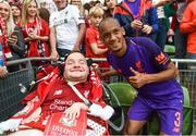 4 August 2018; Fabinho of Liverpool with supporter Darren McClelland, from Derry, following the Pre Season Friendly match between Liverpool and Napoli at the Aviva Stadium in Dublin. Photo by Stephen McCarthy/Sportsfile