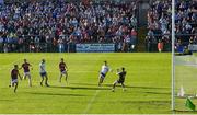 4 August 2018; Galway goalkeeper Ruairí Lavelle saves a shot at goal by Shane Carey of Monaghan during the GAA Football All-Ireland Senior Championship Quarter-Final Group 1 Phase 3 match between Galway and Monaghan at Pearse Stadium in Galway. Photo by Ramsey Cardy/Sportsfile