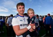 4 August 2018; Dessie Mone of Monaghan celebrates with his niece Elsie Mone, aged 3, after the GAA Football All-Ireland Senior Championship Quarter-Final Group 1 Phase 3 match between Galway and Monaghan at Pearse Stadium in Galway. Photo by Diarmuid Greene/Sportsfile