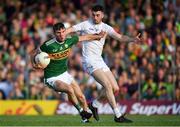 4 August 2018; Kevin McCarthy of Kerry in action against Kevin Flynn of Kildare during the GAA Football All-Ireland Senior Championship Quarter-Final Group 1 Phase 3 match between Kerry and Kildare at Fitzgerald Stadium in Killarney, Kerry. Photo by Brendan Moran/Sportsfile