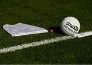 4 August 2018; A general view of the official match ball and linesman flags prior to the GAA Football All-Ireland Senior Championship Quarter-Final Group 1 Phase 3 match between Galway and Monaghan at Pearse Stadium in Galway. Photo by Diarmuid Greene/Sportsfile