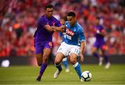 4 August 2018; Adam Ounas of Napoli and Trent Alexander-Arnold of Liverpool during the Pre Season Friendly match between Liverpool and Napoli at the Aviva Stadium in Dublin. Photo by Stephen McCarthy/Sportsfile