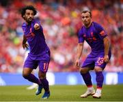 4 August 2018; Mohamed Salah, left, and Xherdan Shaqiri of Liverpool during the Pre Season Friendly match between Liverpool and Napoli at the Aviva Stadium in Dublin. Photo by Stephen McCarthy/Sportsfile