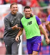 4 August 2018; Liverpool coach Pepijn Lijnders with James Milner prior to the Pre Season Friendly match between Liverpool and Napoli at the Aviva Stadium in Dublin. Photo by Stephen McCarthy/Sportsfile