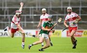4 August 2018; Shane Conway of Kerry in action against Conor McAllister and Eoghan O'Kane of Derry during the Bord Gáis Energy GAA Hurling All-Ireland U21 B Championship Final match between Kerry and Derry at Nowlan Park in Kilkenny. Photo by Matt Browne/Sportsfile