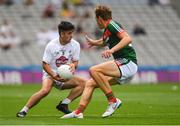 5 August 2018; Pádraig Nash of Kildare in action against Joe Dawson of Mayo during the EirGrid GAA Football All-Ireland U20 Championship final match between Mayo and Kildare at Croke Park in Dublin. Photo by Piaras Ó Mídheach/Sportsfile